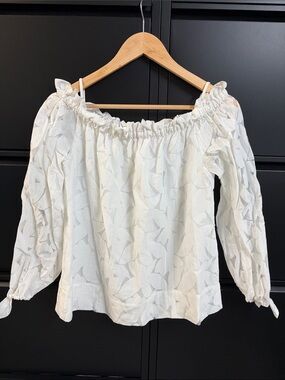 Lilly Pulitzer White Off-Shoulder Patterned Blouse